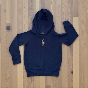 Polo Ralph Lauren Boys Kids Navy Blue Embroidered Hoodie Size 5